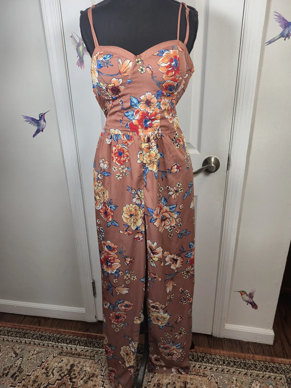 ​Band of Gypsies Floral Sweetheart Wide Leg Jumper Size Large - Picture 4 of 6